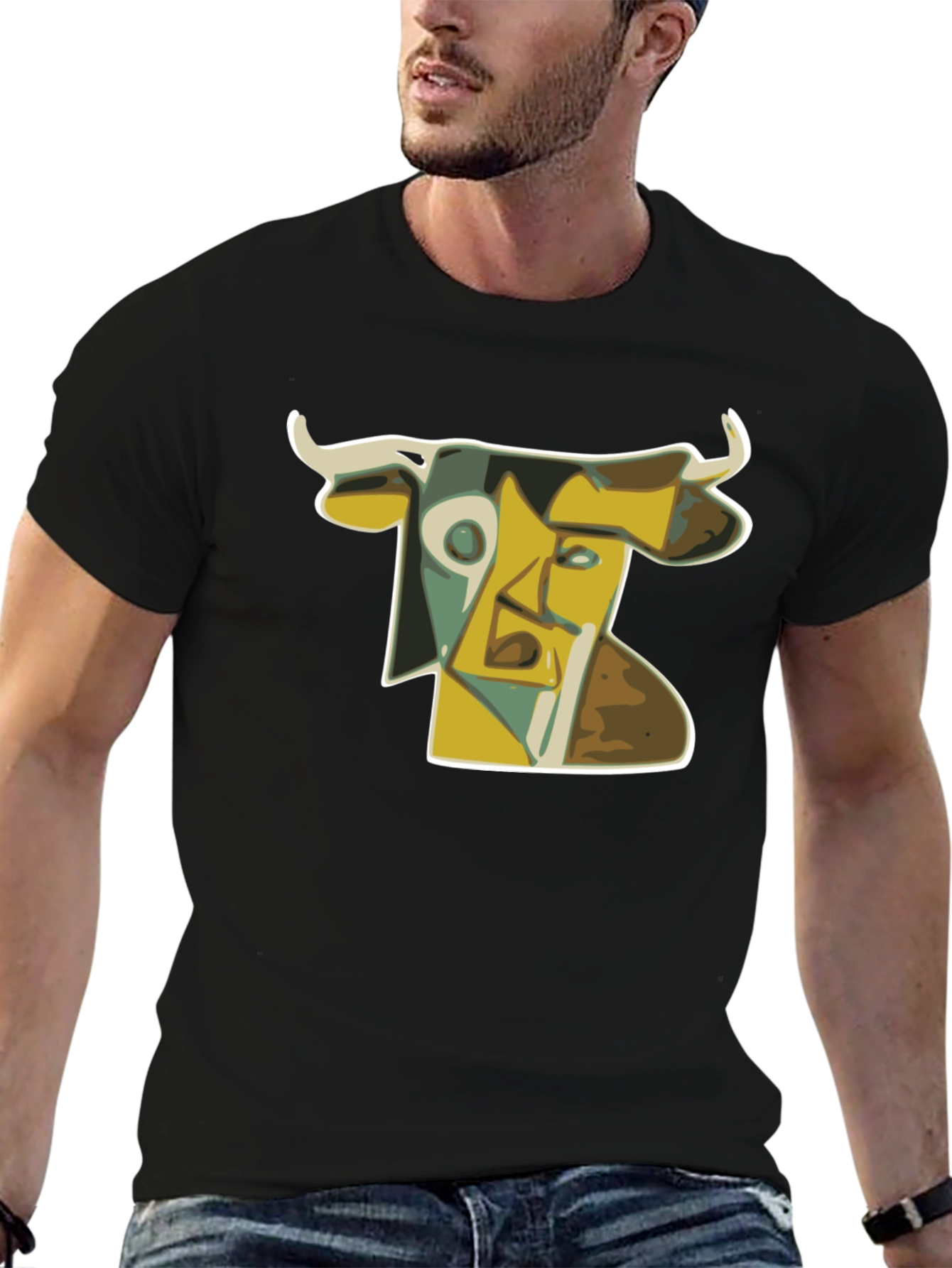 Abstract Bull T-Shirt: Modern Art Style