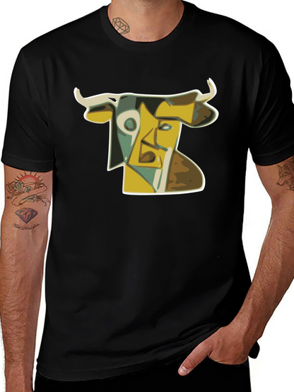 Abstract Bull T-Shirt: Modern Art Style