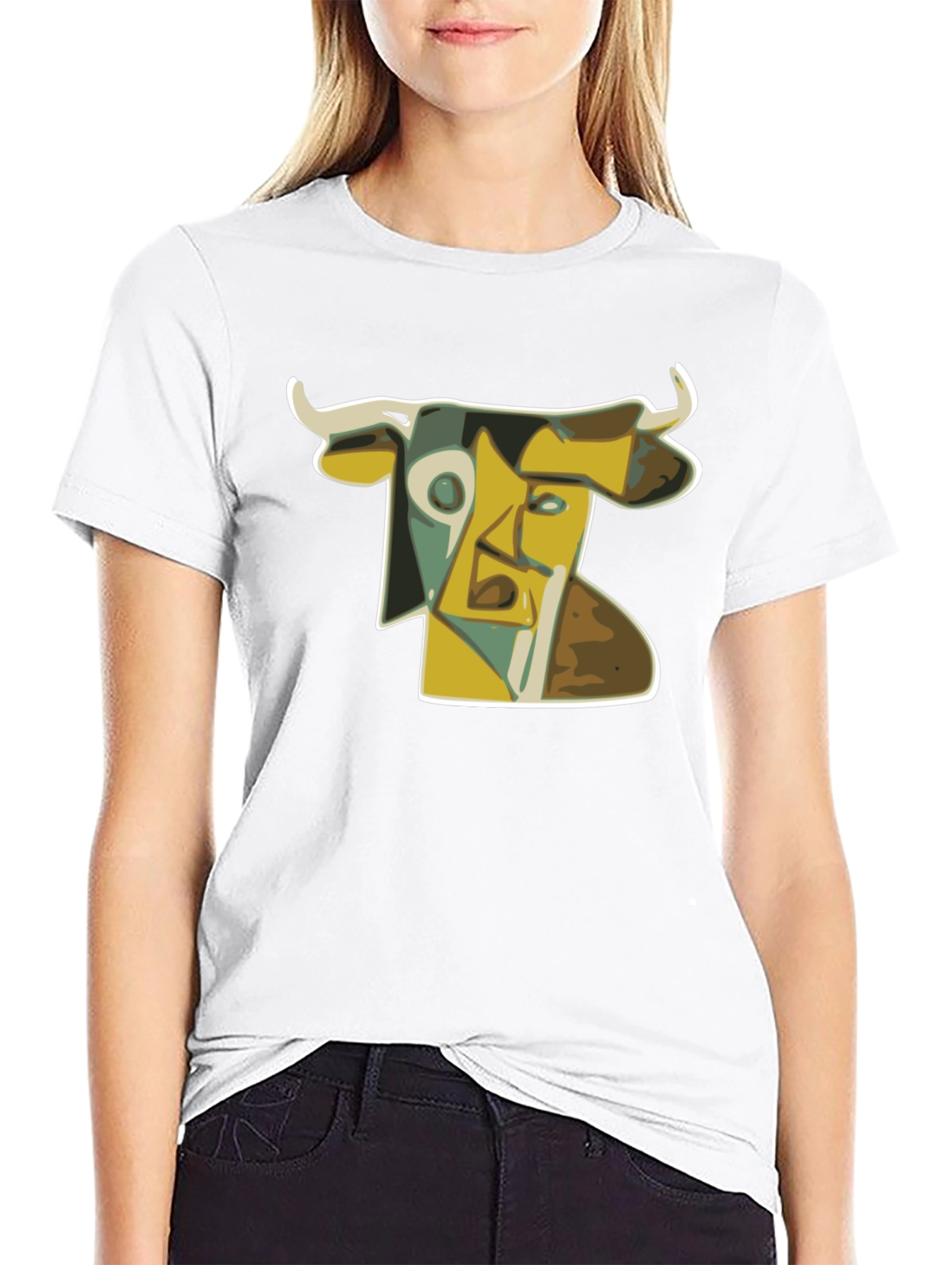 Abstract Bull T-Shirt: Modern Art Style