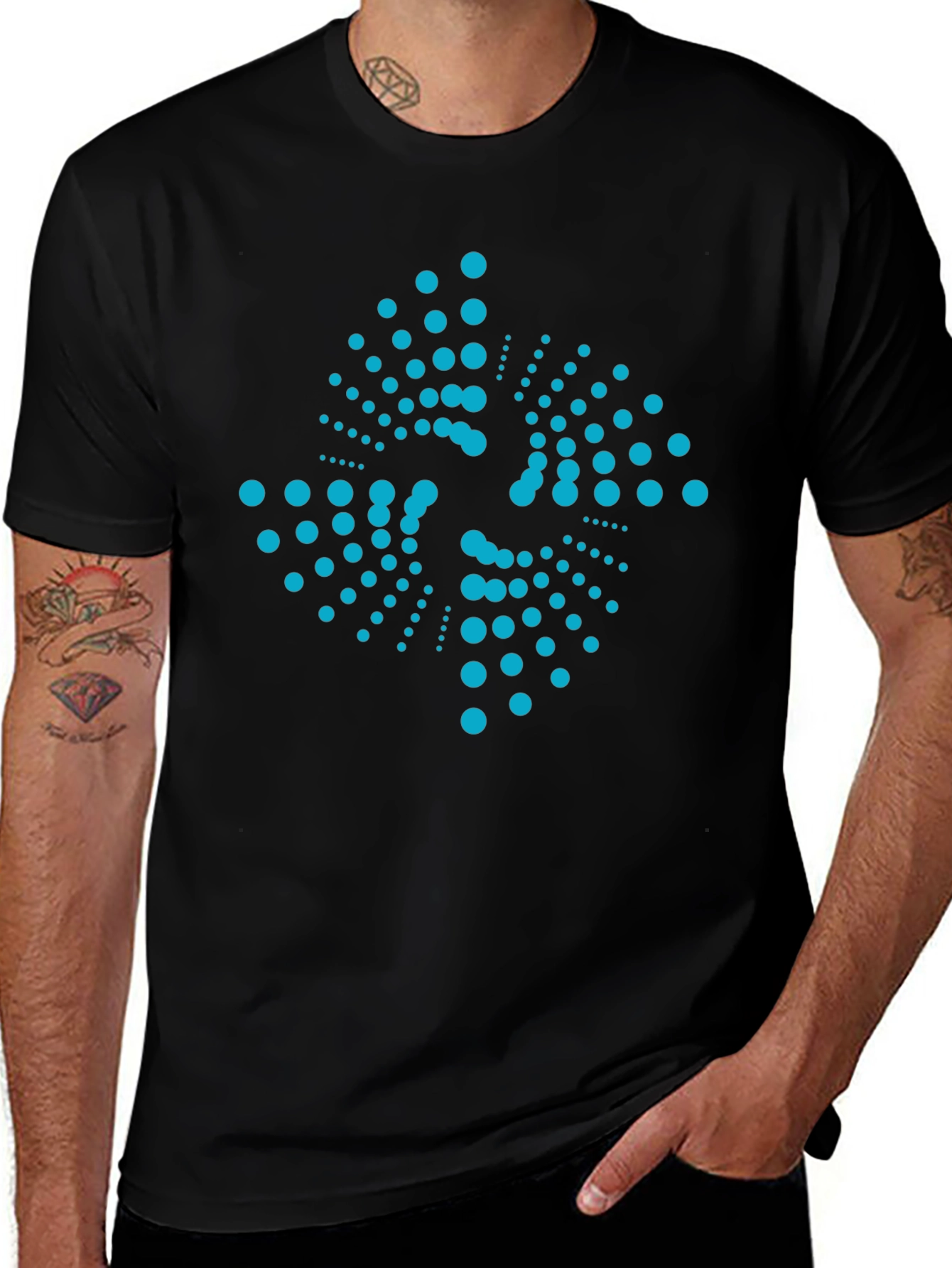 Abstract Dot Pattern Black T-Shirt