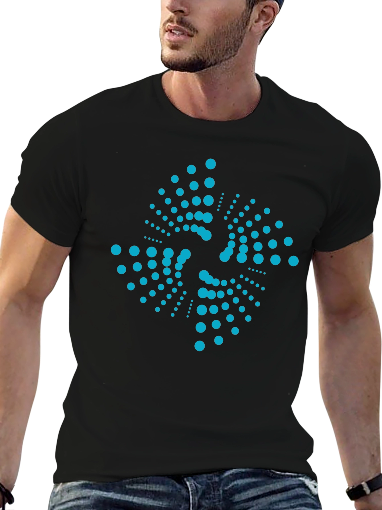 Abstract Dot Pattern Black T-Shirt