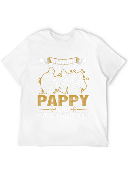 Warning Crazy Pappy Graphic T-Shirt - Novelty Tee