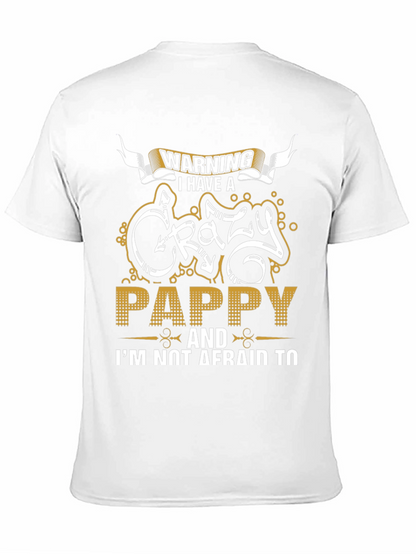 Warning Crazy Pappy Graphic T-Shirt - Novelty Tee