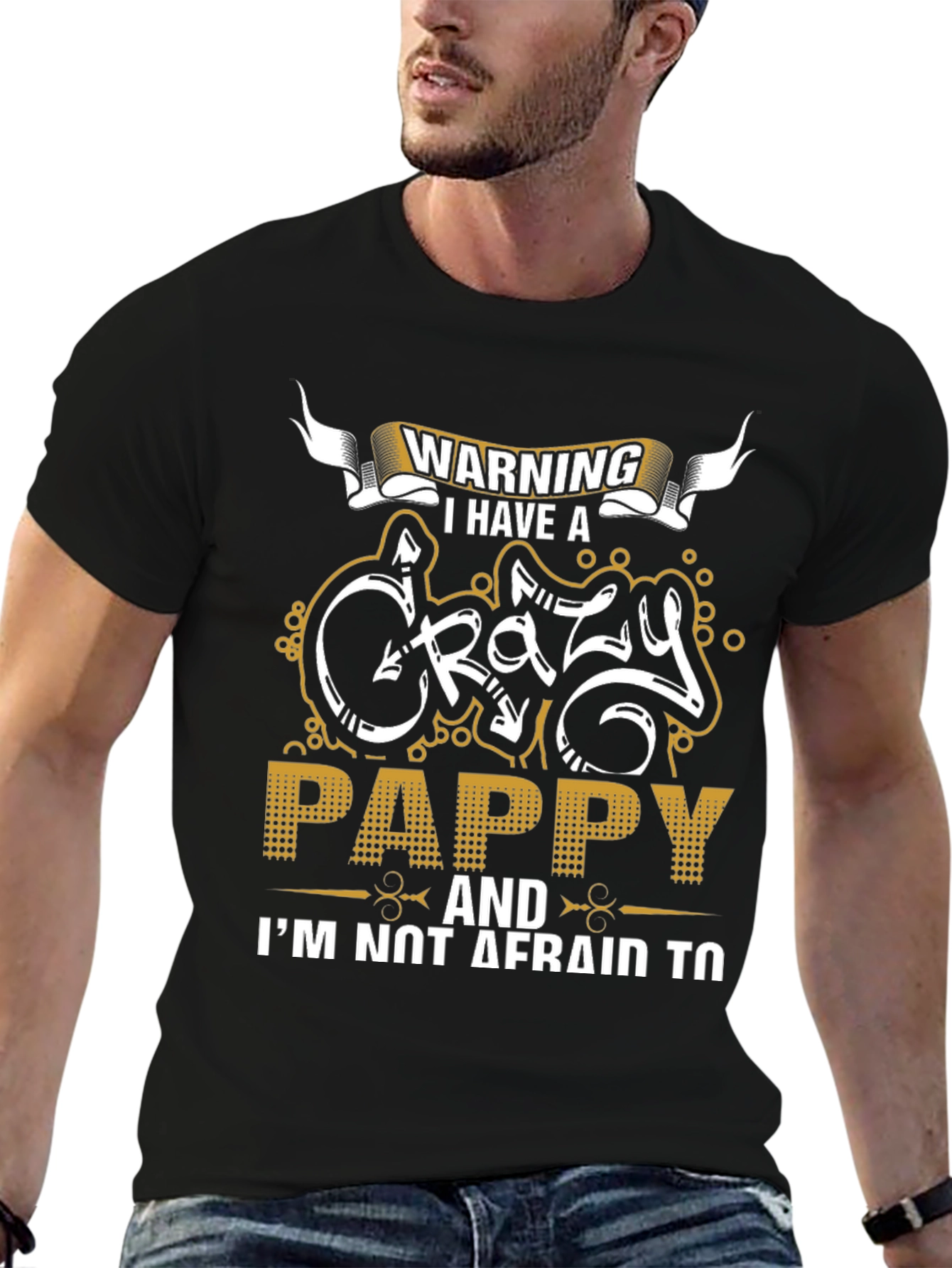 Warning Crazy Pappy Graphic T-Shirt - Novelty Tee