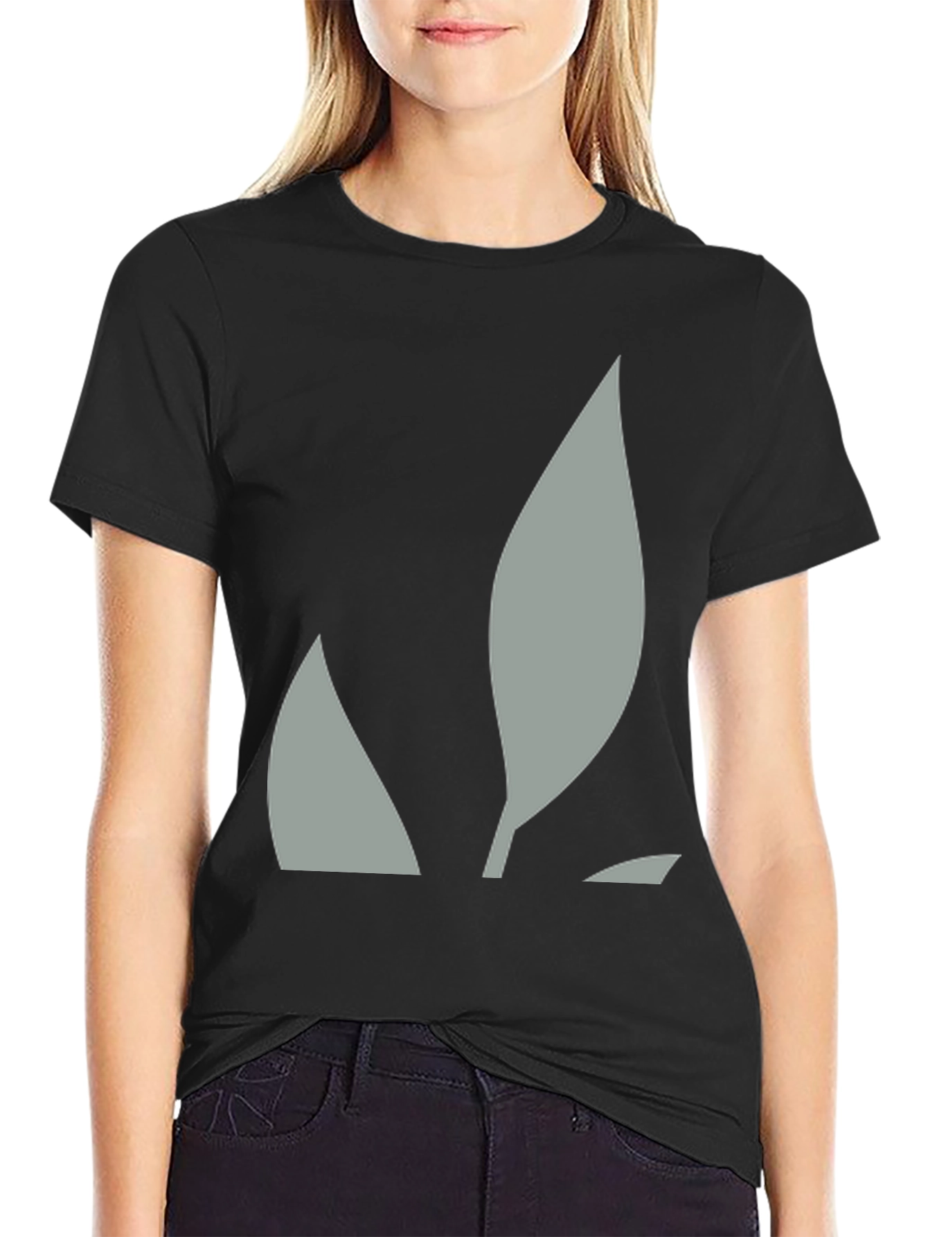 Abstract Leaf Graphic Black Tee