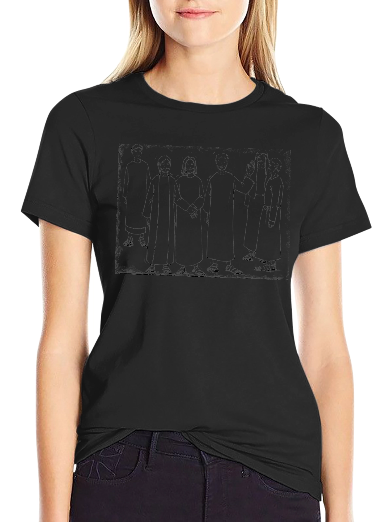 Black T-Shirt with Historical Figure Print