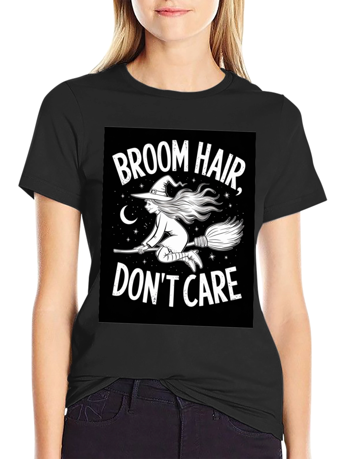 Broom Hair Dont Care Black T-Shirt