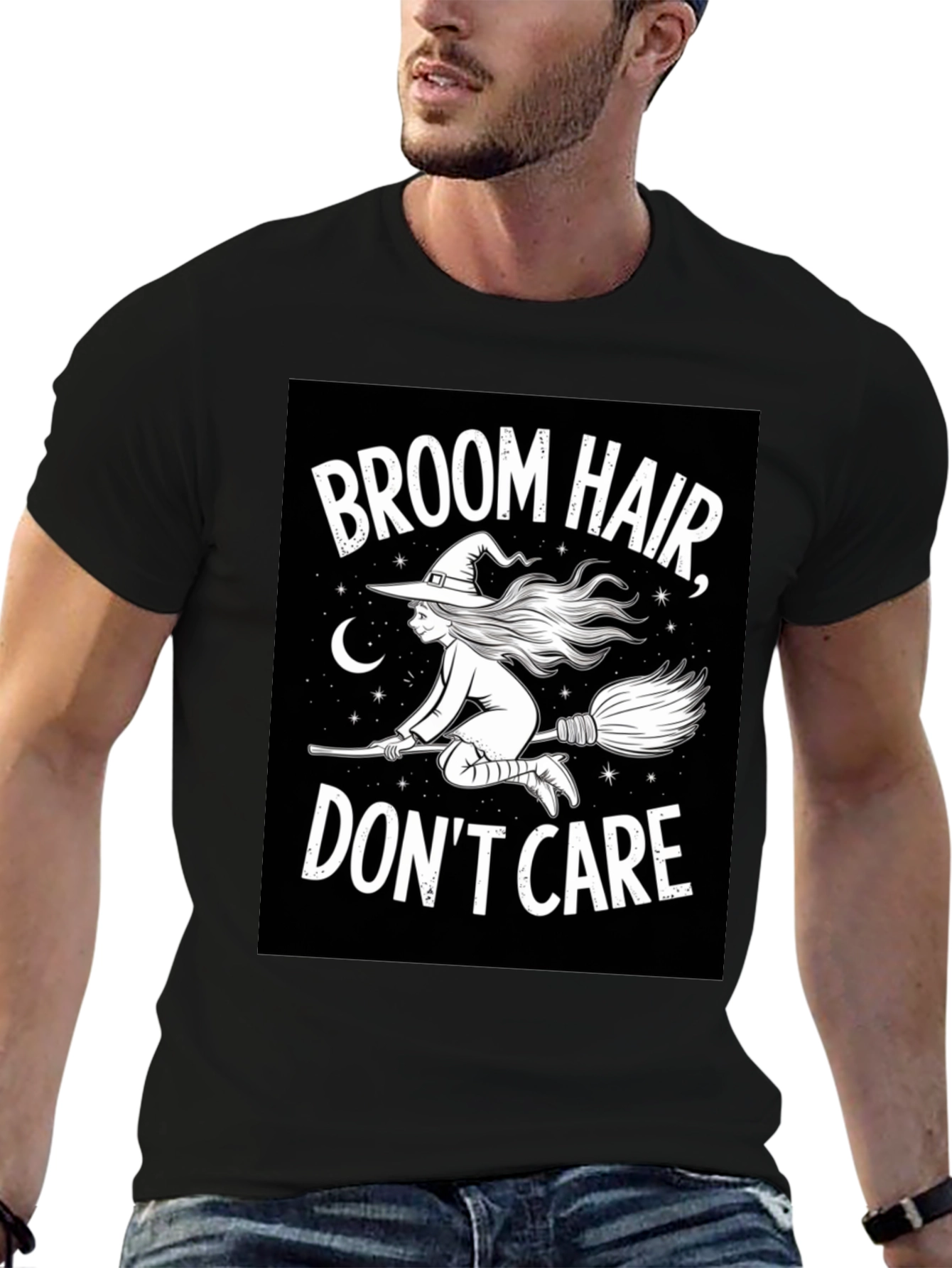 Broom Hair Dont Care Black T-Shirt