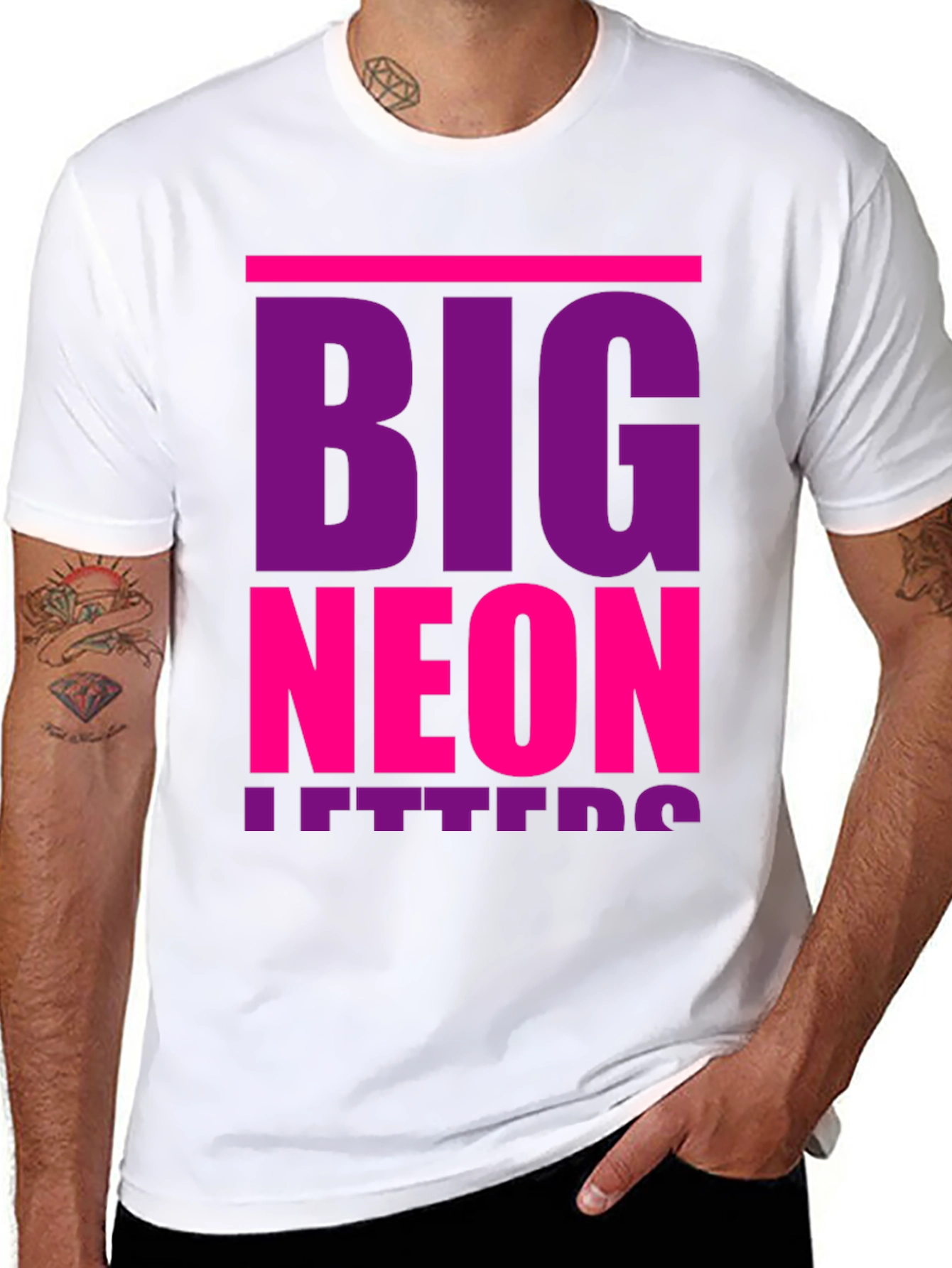 Big Neon Letters Graphic T-Shirt