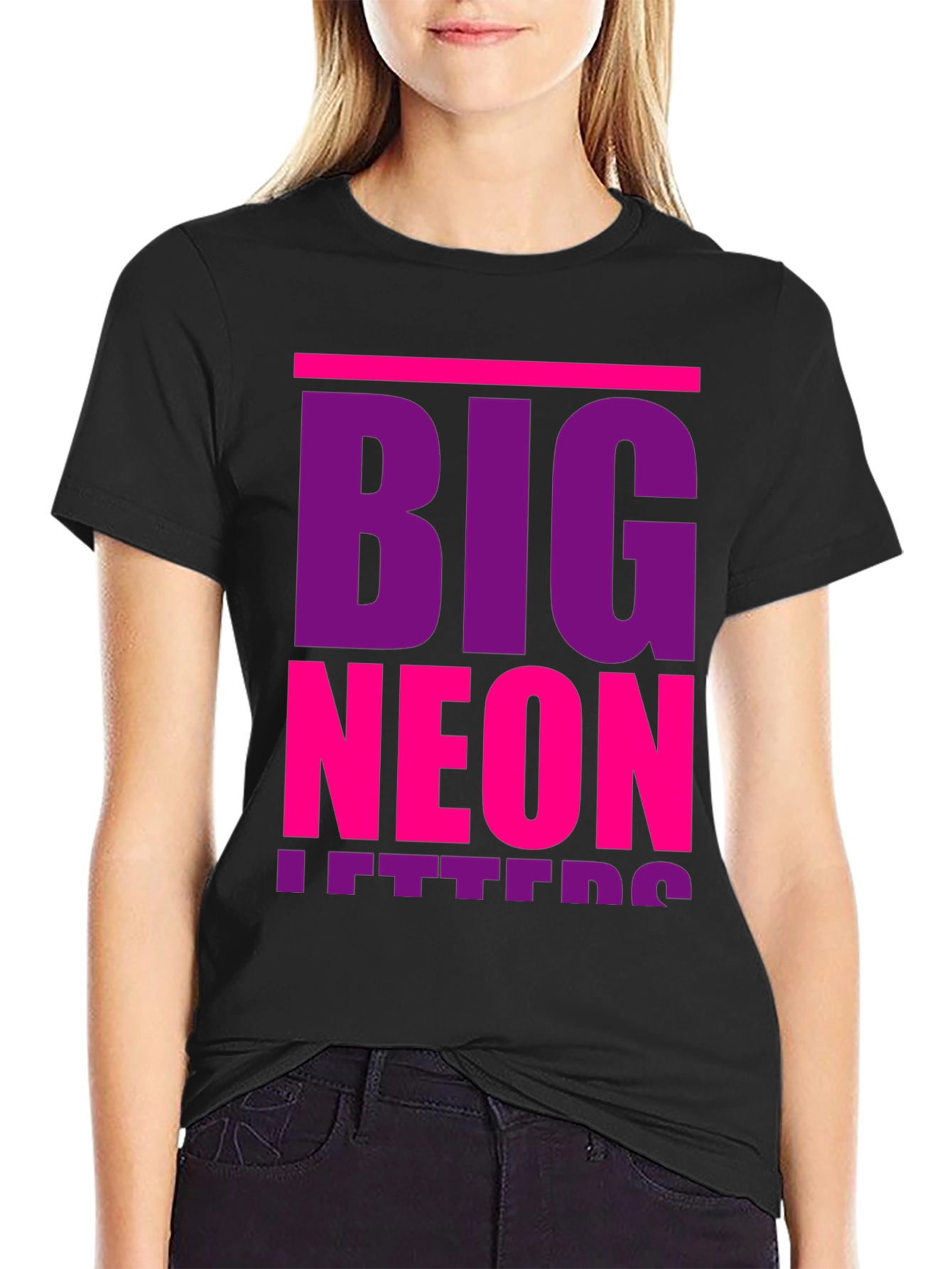 Big Neon Letters Graphic T-Shirt