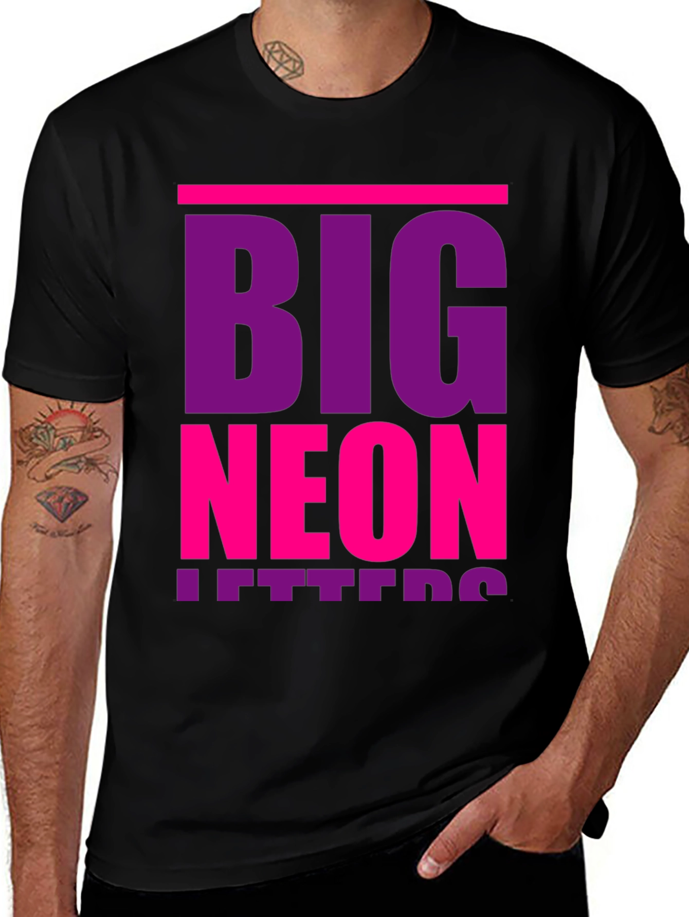 Big Neon Letters Graphic T-Shirt