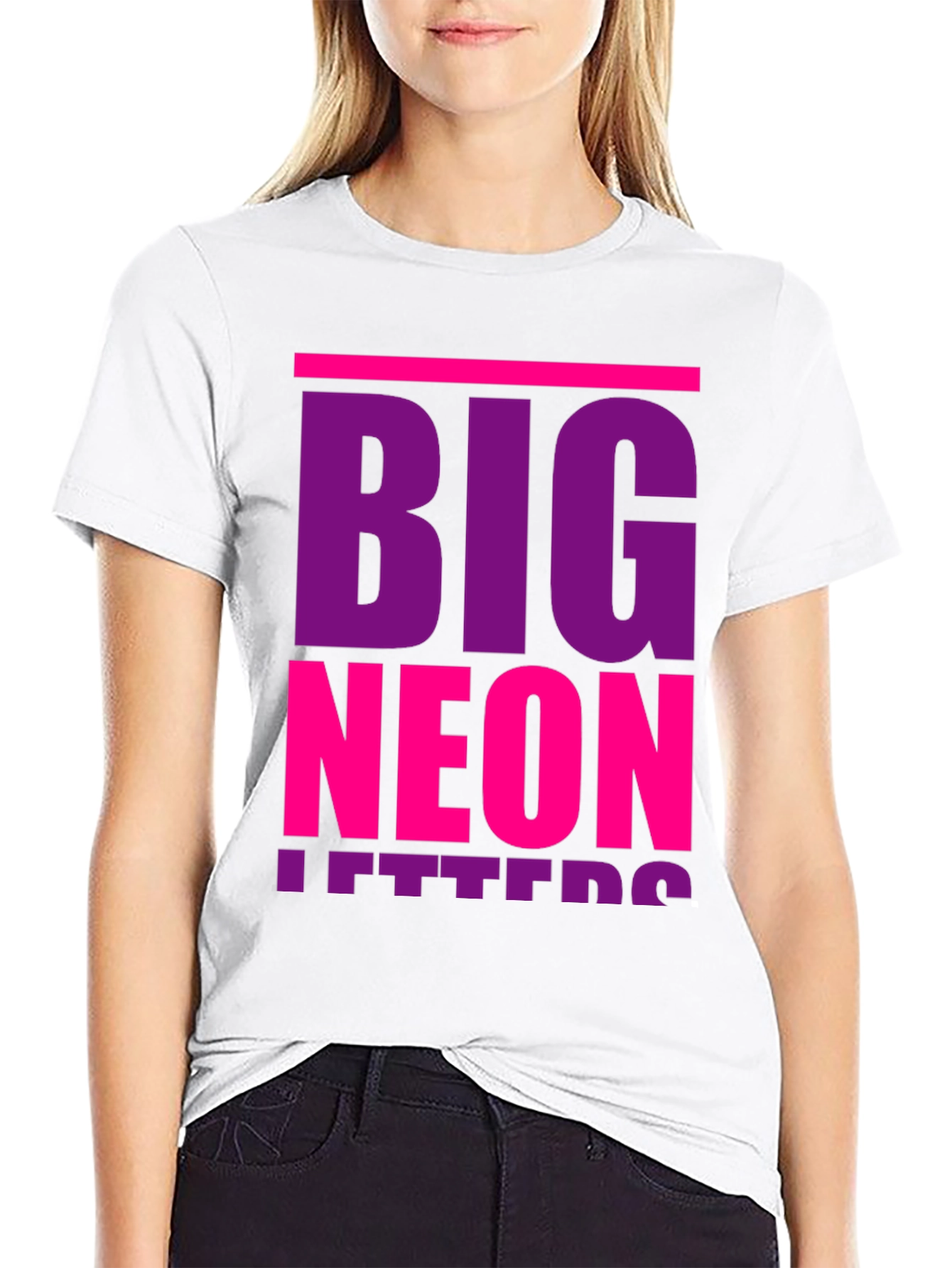 Big Neon Letters Graphic T-Shirt