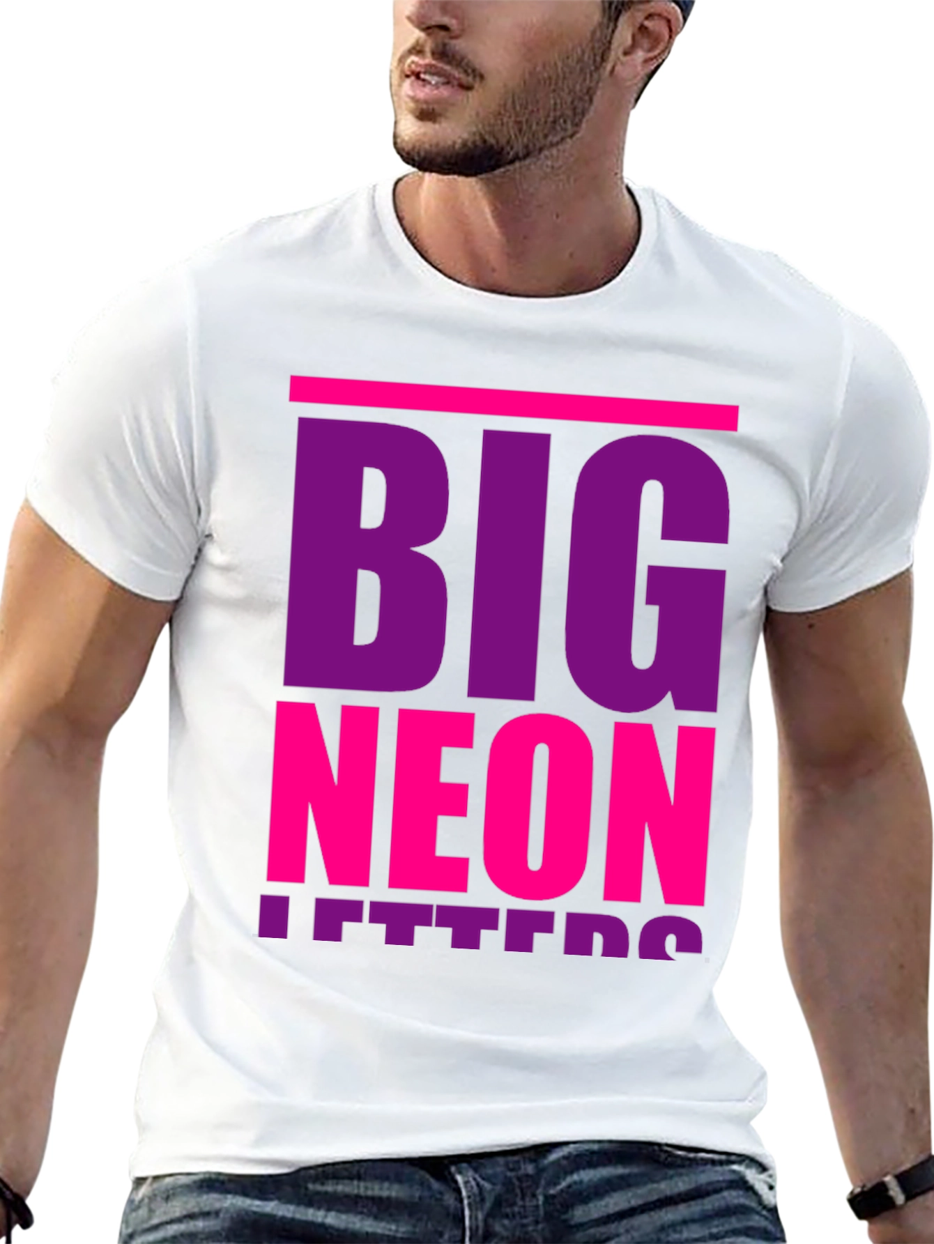 Big Neon Letters Graphic T-Shirt