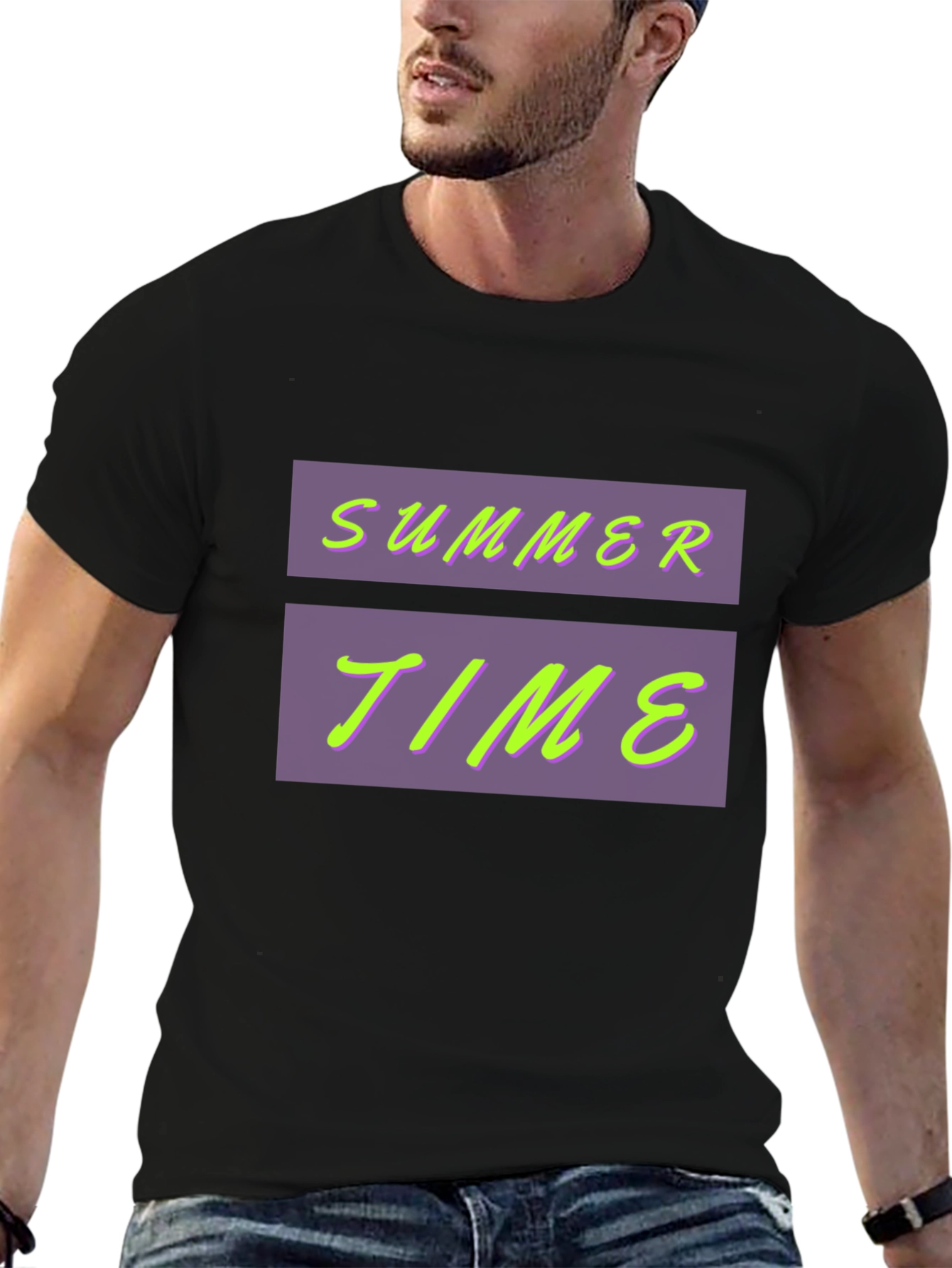 Summer Time Graphic Black Tee