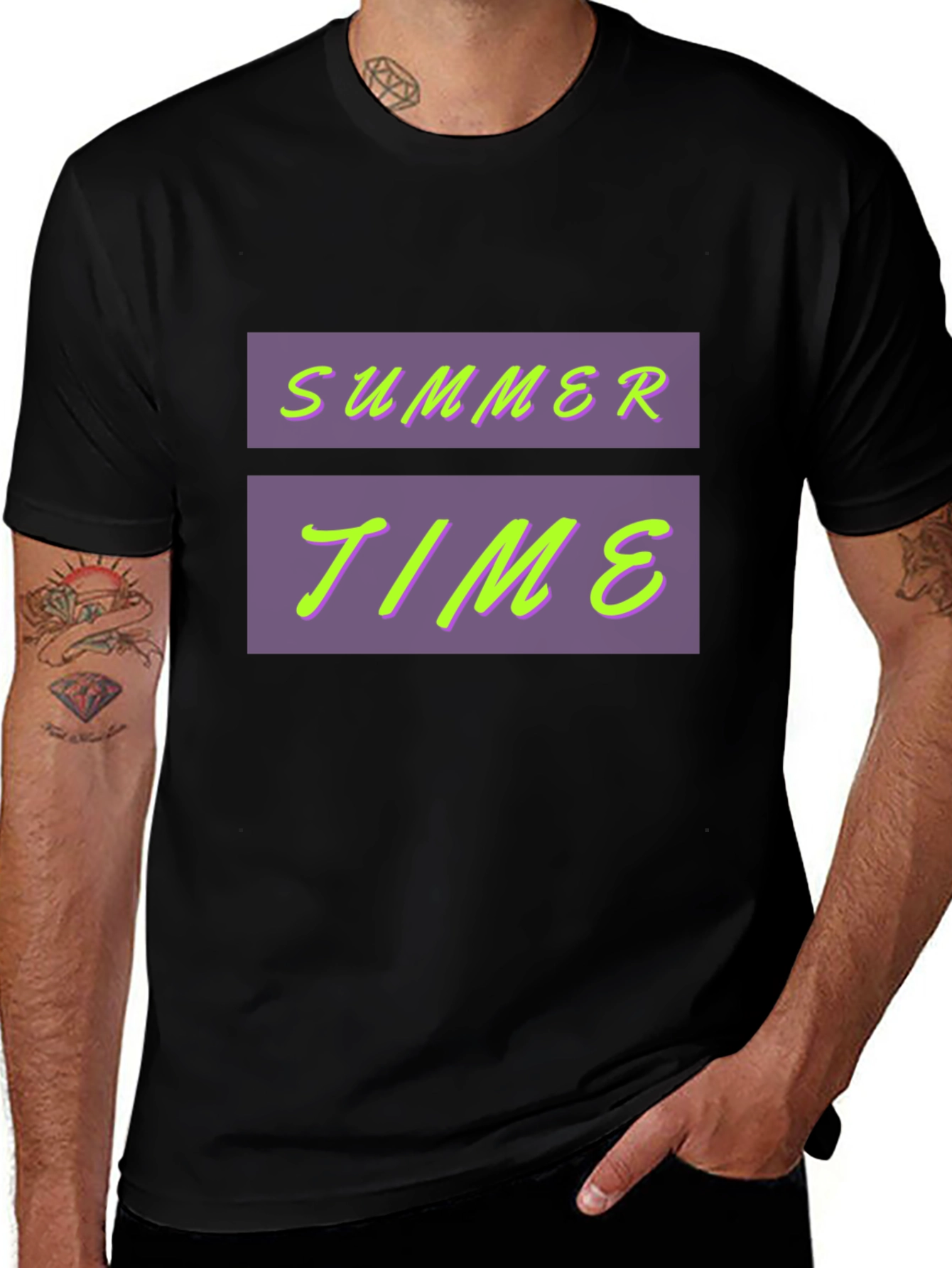 Summer Time Graphic Black Tee