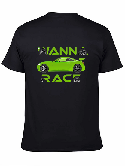Wanna Race T-Shirt - Green Car Graphic Tee