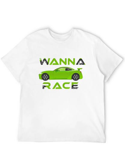 Wanna Race T-Shirt - Green Car Graphic Tee