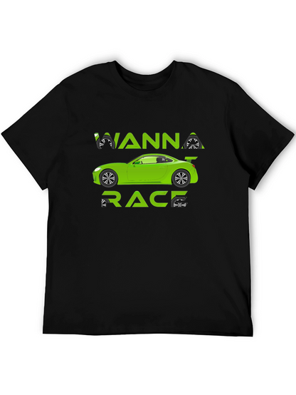 Wanna Race T-Shirt - Green Car Graphic Tee