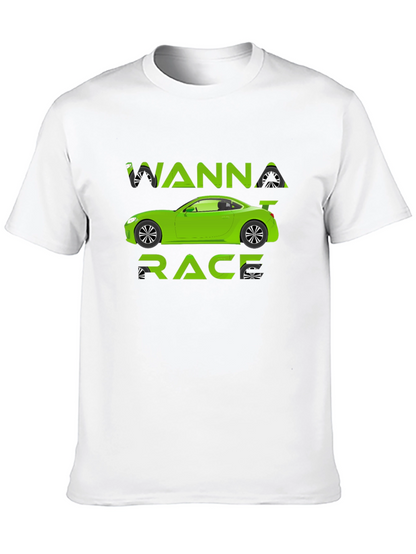 Wanna Race T-Shirt - Green Car Graphic Tee