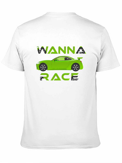 Wanna Race T-Shirt - Green Car Graphic Tee