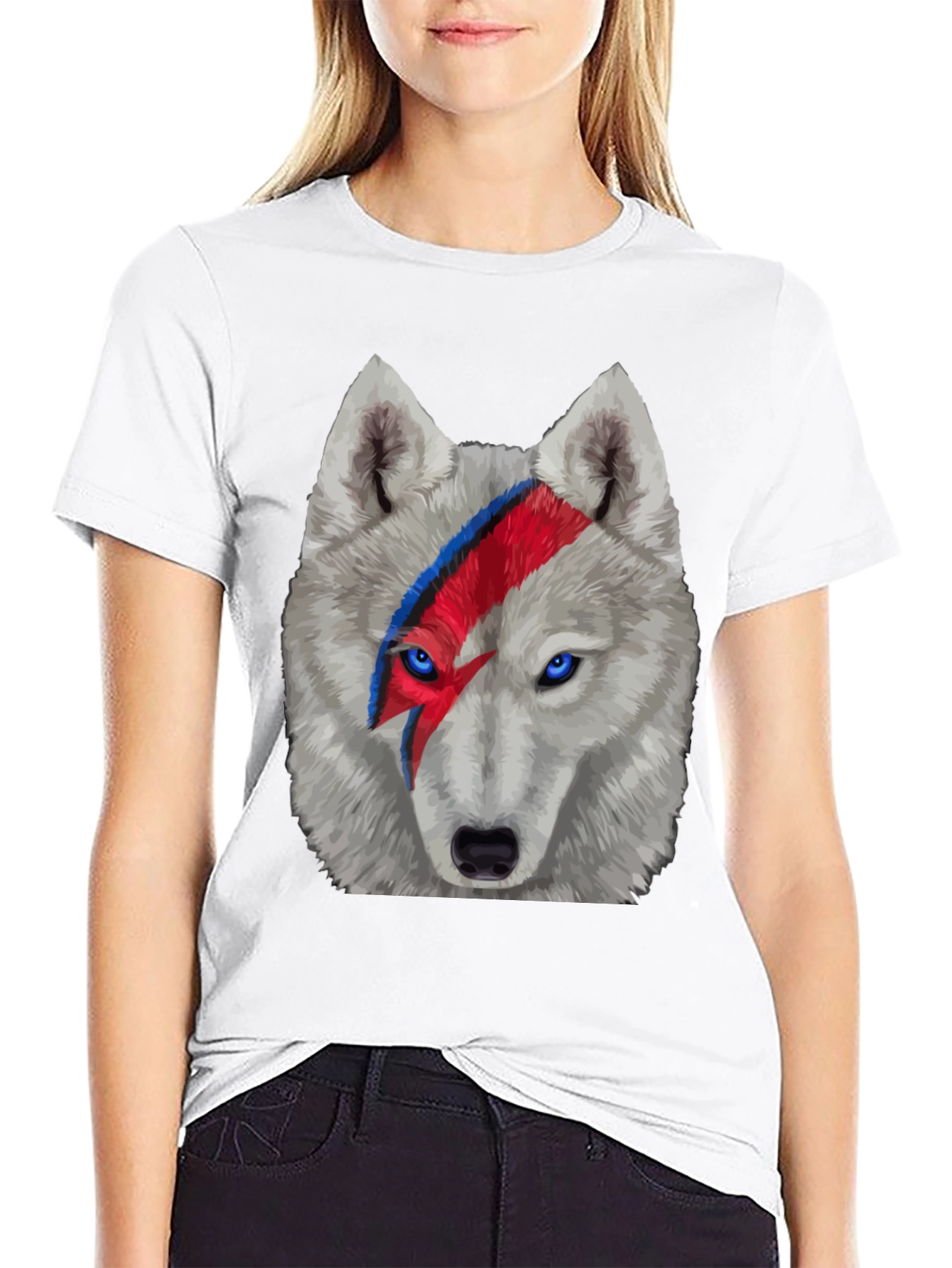 Wolf Bowie T-Shirt - Lightning Bolt Face
