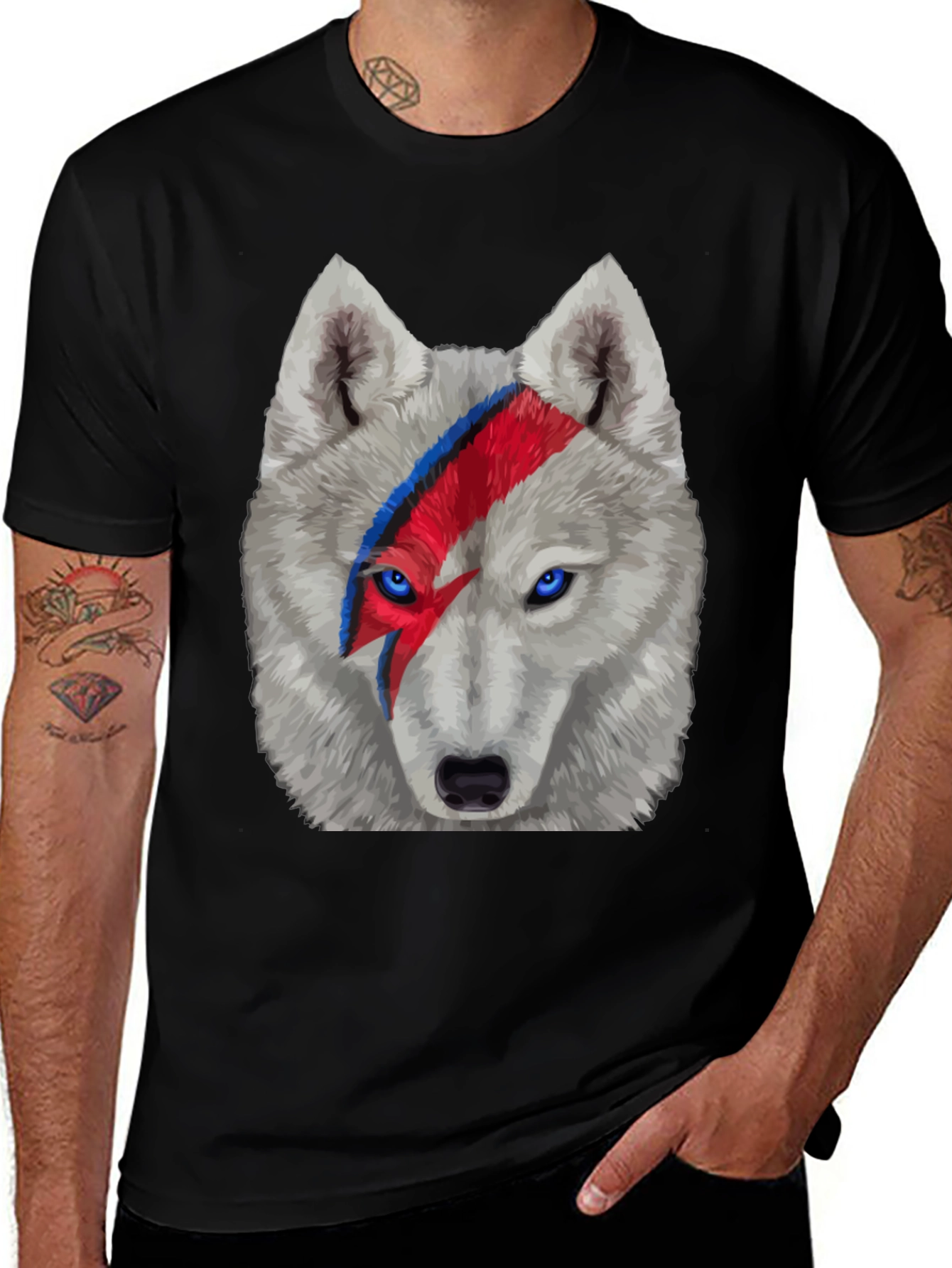 Wolf Bowie T-Shirt - Lightning Bolt Face