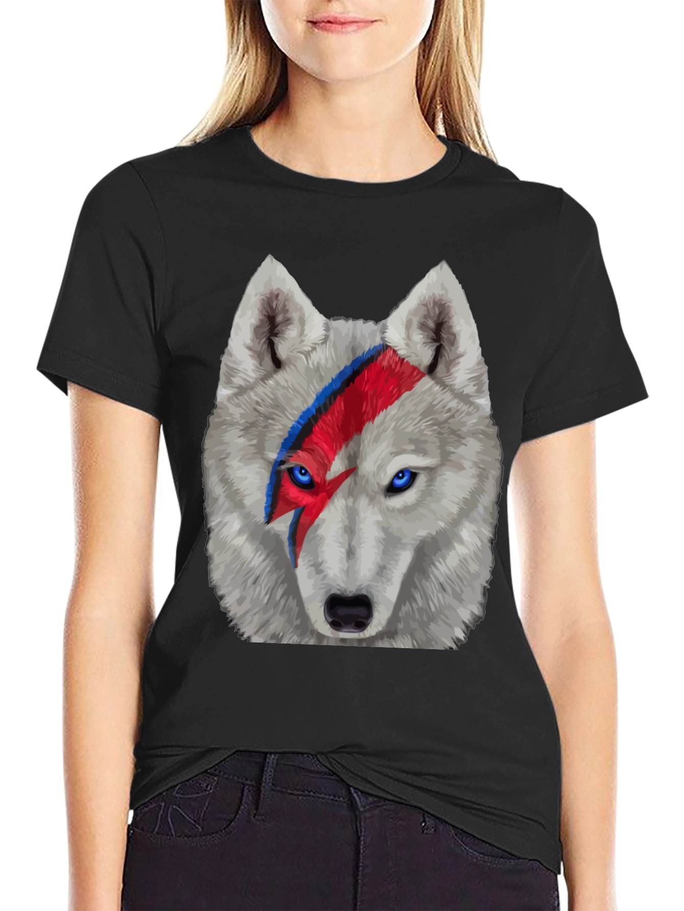 Wolf Bowie T-Shirt - Lightning Bolt Face