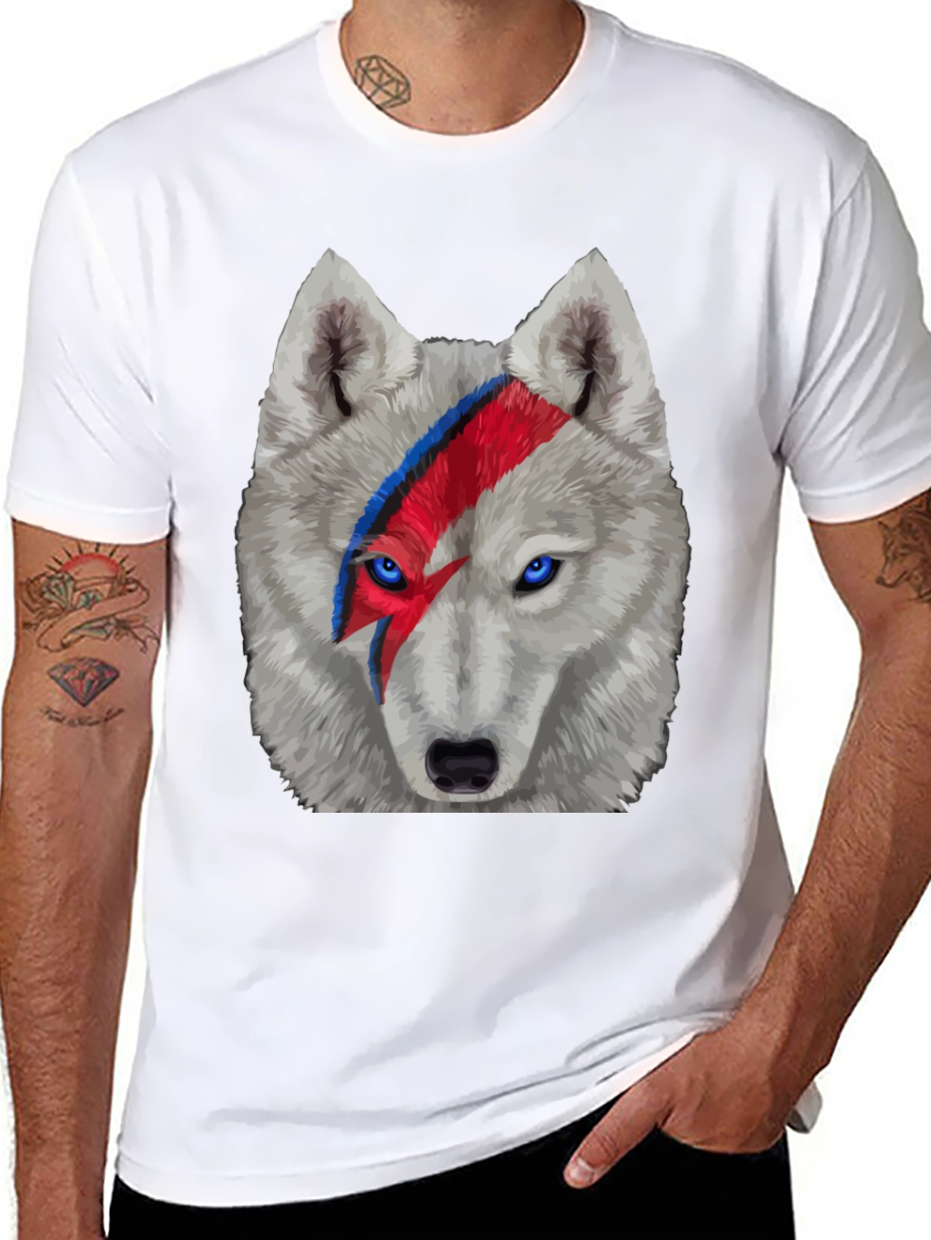 Wolf Bowie T-Shirt - Lightning Bolt Face