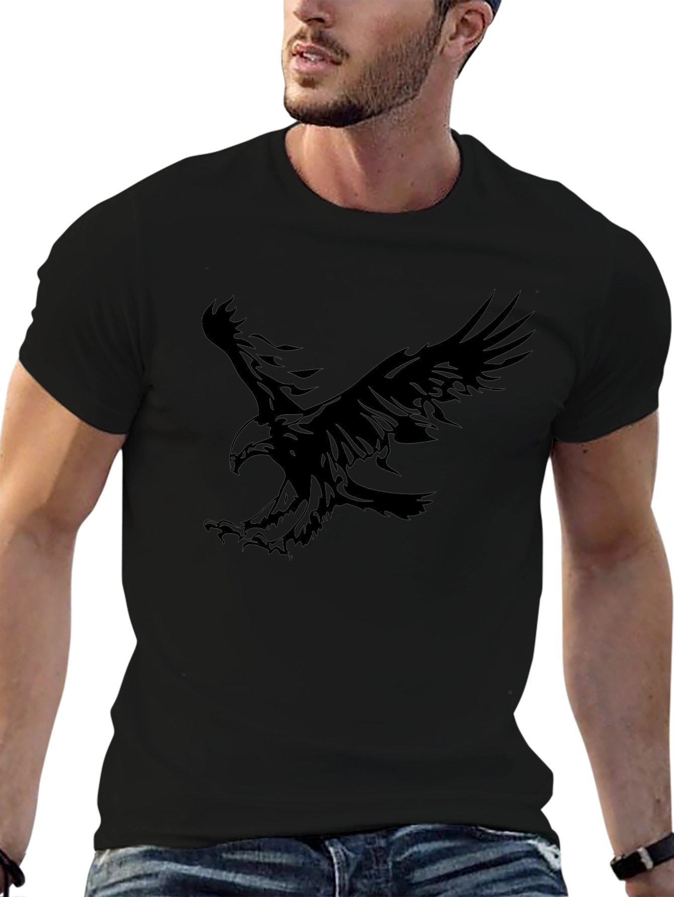 Black Eagle Graphic Tee - Mens Casual T-Shirt