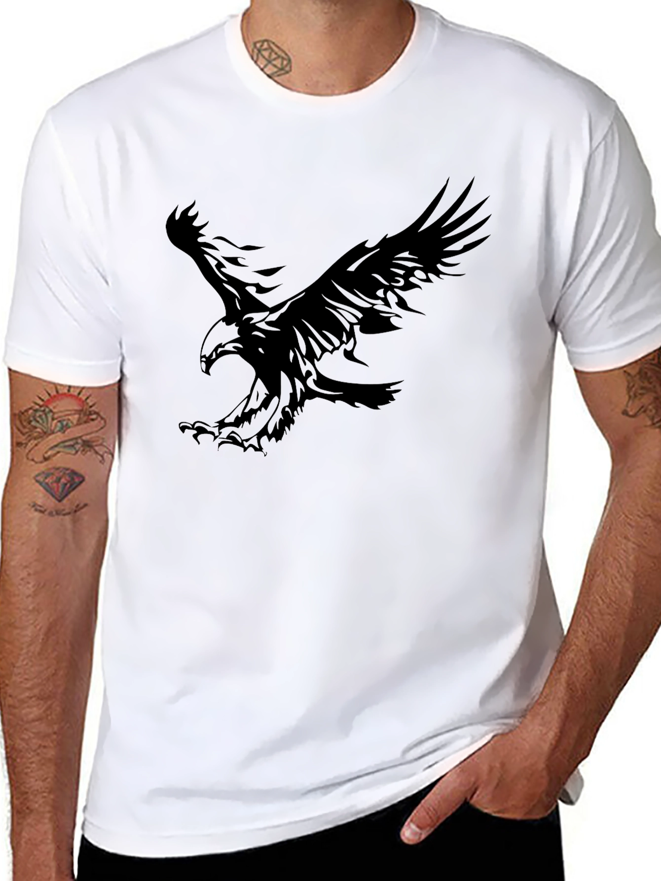 Black Eagle Graphic Tee - Mens Casual T-Shirt