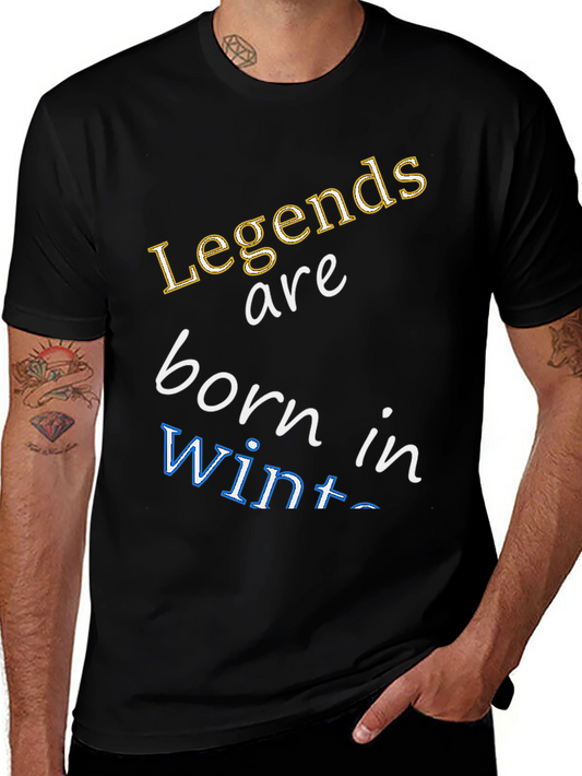 Legends Are Born in Winter Black Graphic Tee