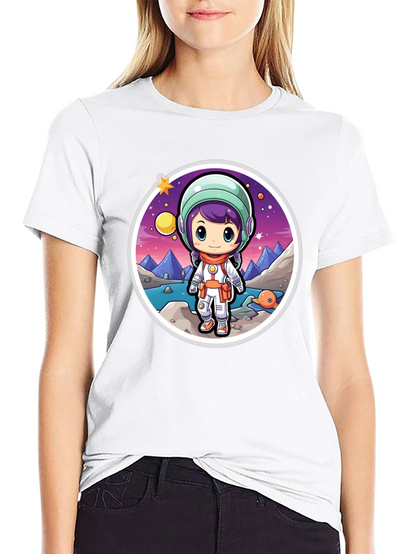 Astronaut Girl Black T-Shirt