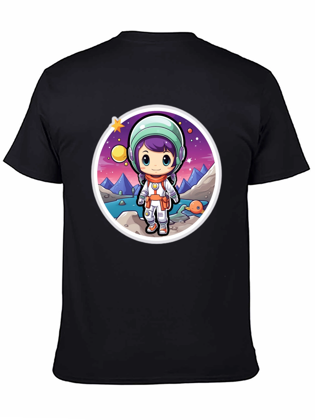 Astronaut Girl Black T-Shirt