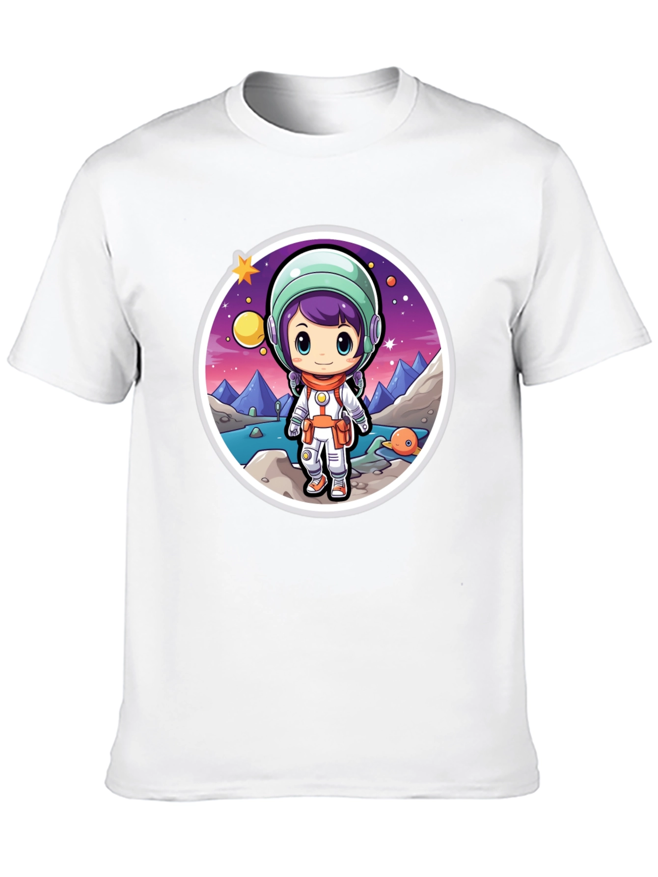 Astronaut Girl Black T-Shirt