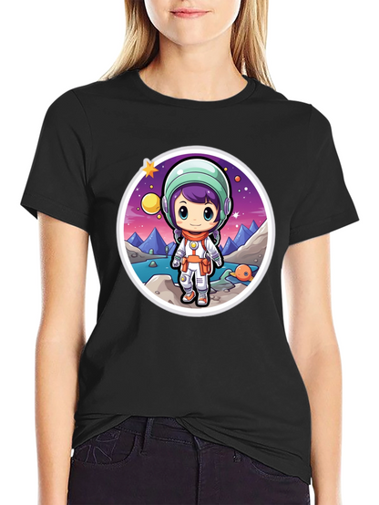 Astronaut Girl Black T-Shirt