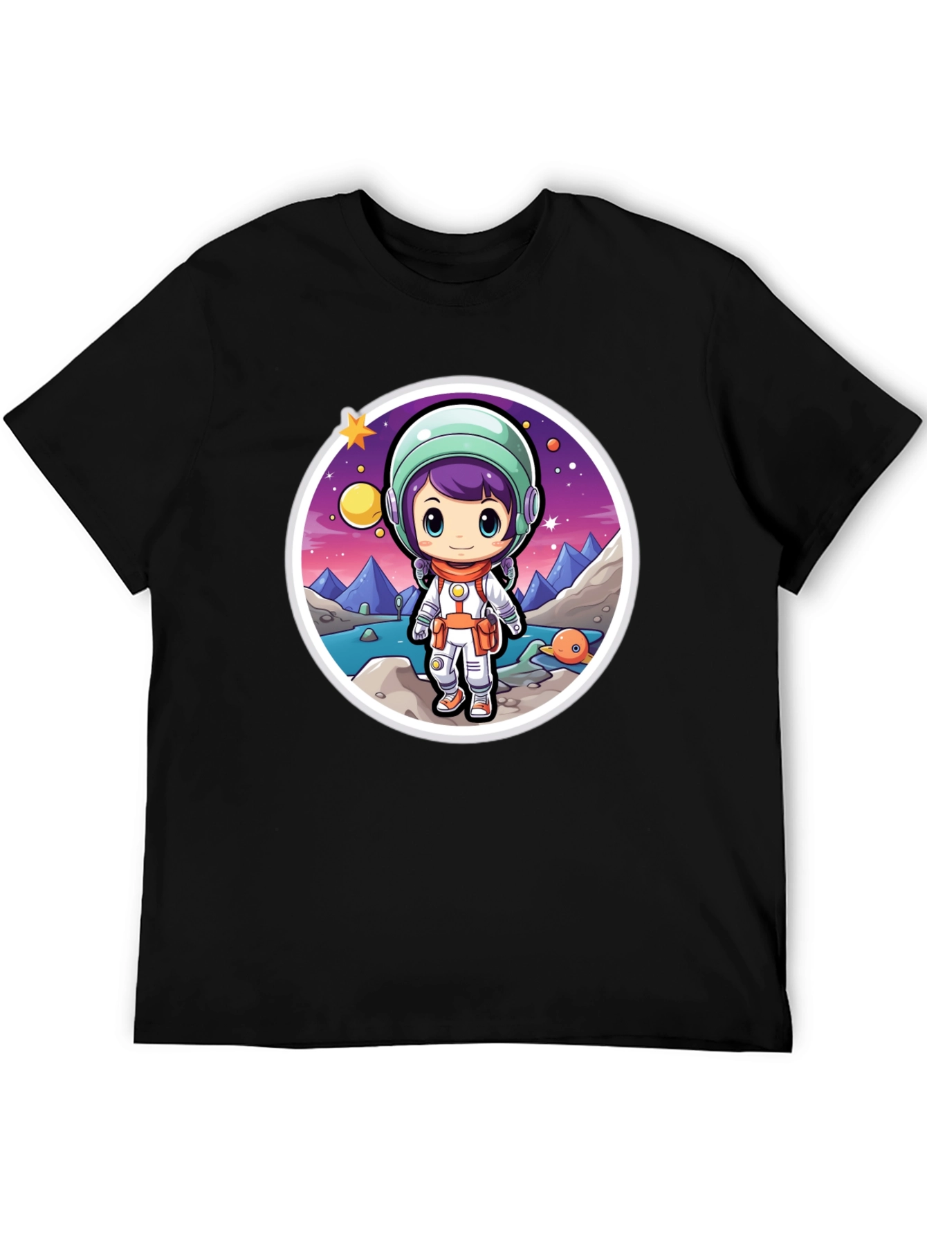 Astronaut Girl Black T-Shirt