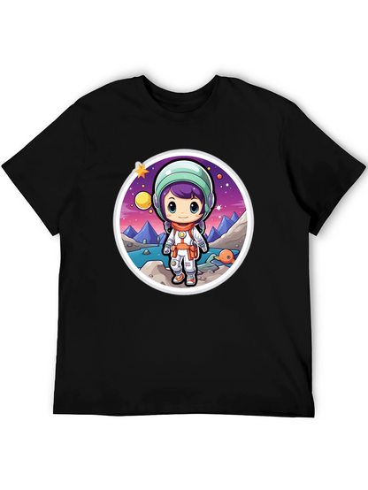 Astronaut Girl Black T-Shirt
