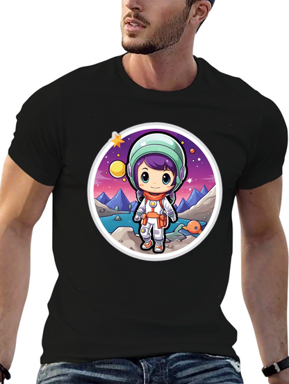 Astronaut Girl Black T-Shirt