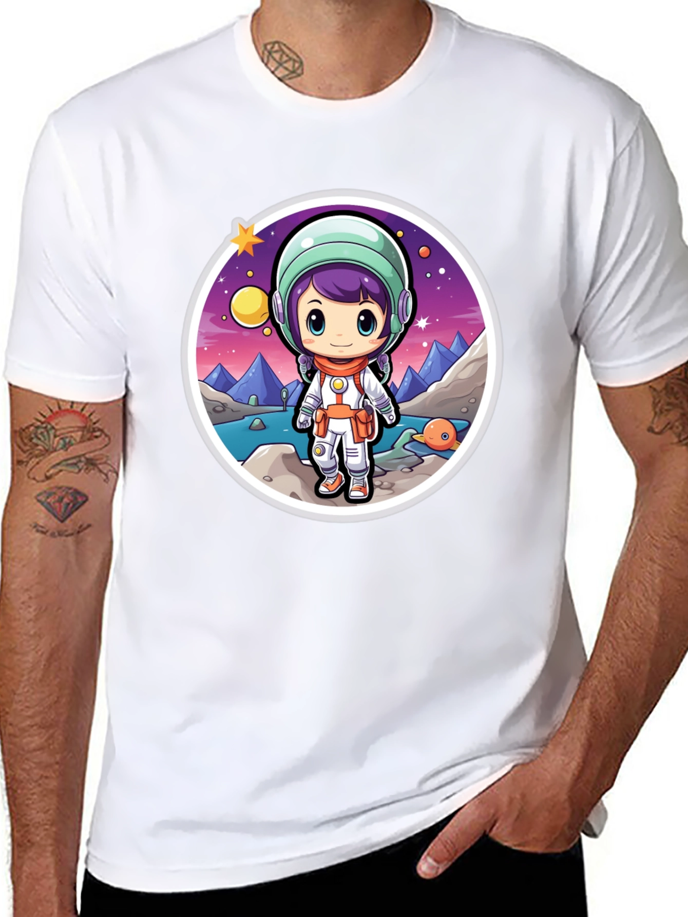 Astronaut Girl Black T-Shirt