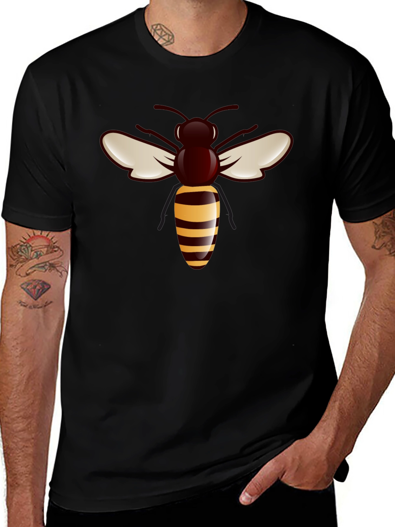 Bee Graphic Tee - Stylish Black T-Shirt