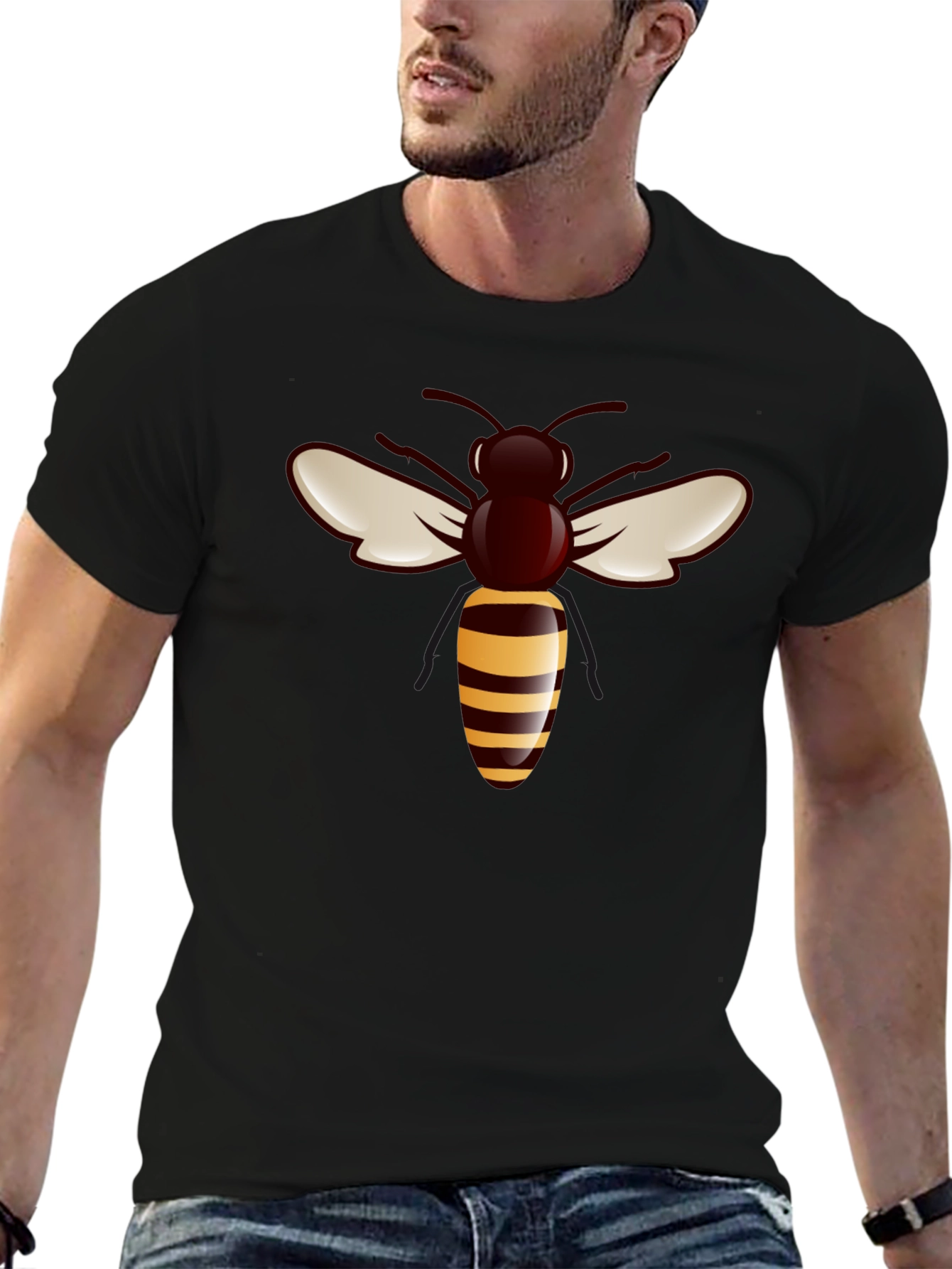 Bee Graphic Tee - Stylish Black T-Shirt