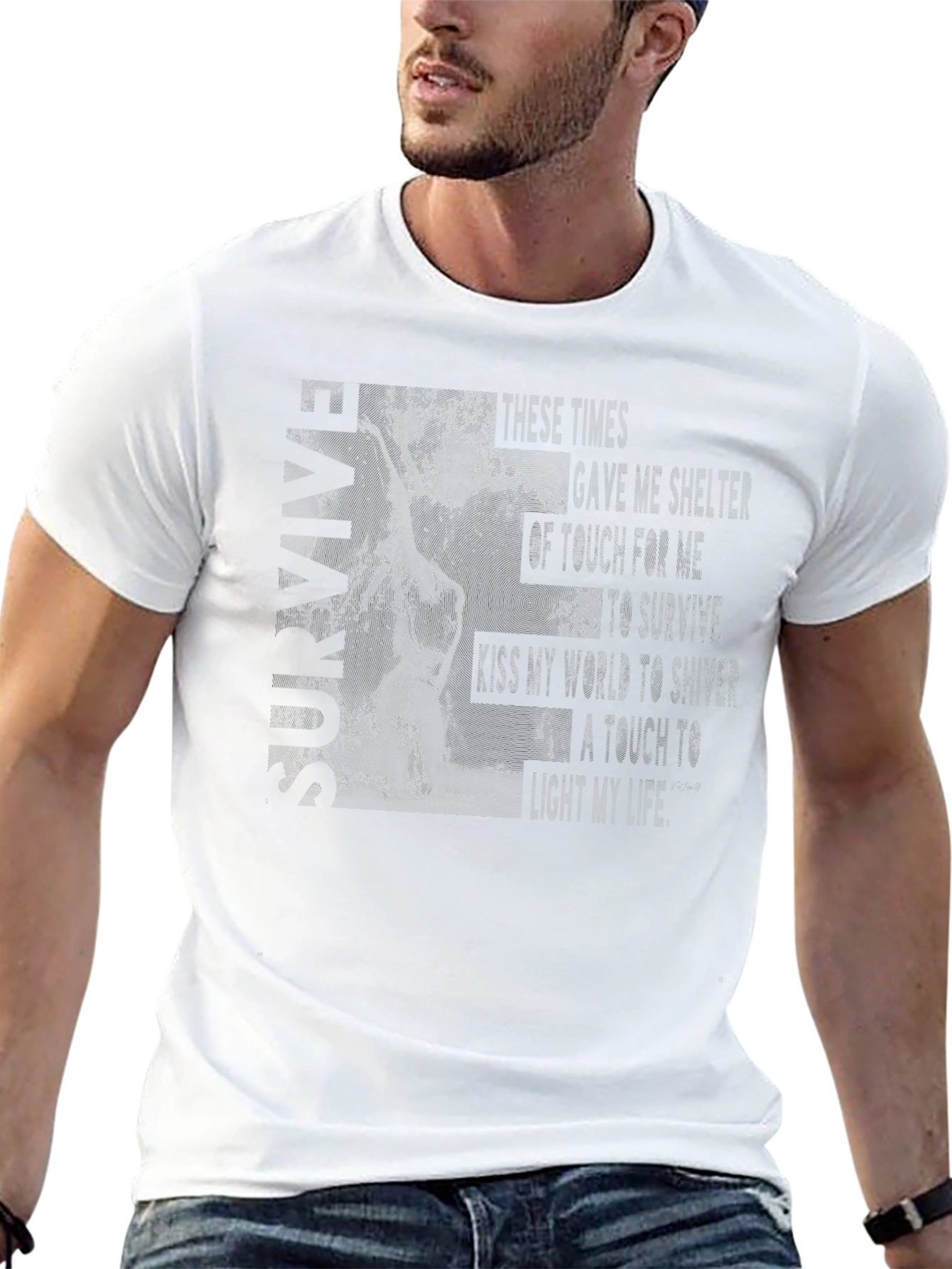 SURVIVE Graphic Print T-Shirt - Modern Crew Neck Tee