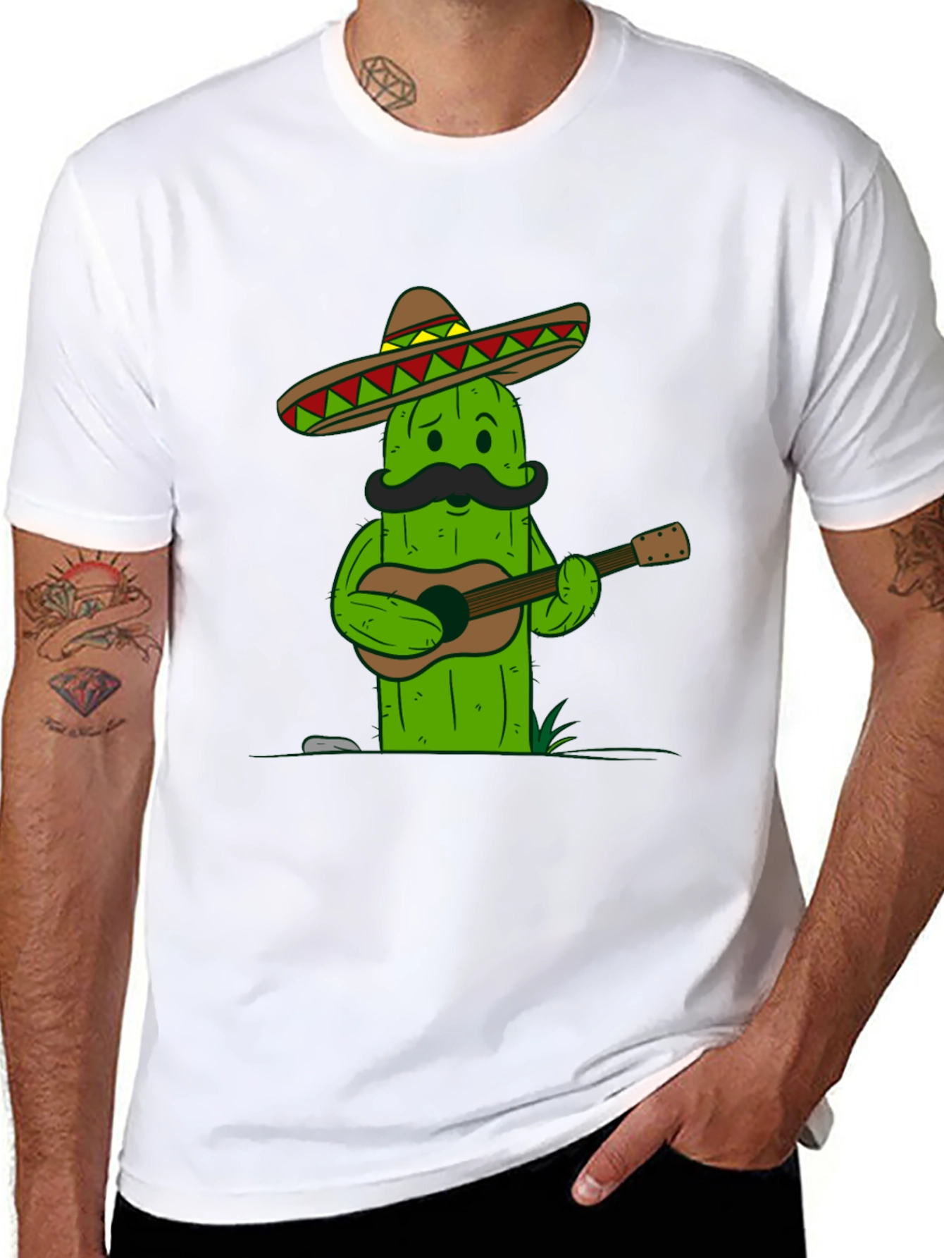 Cactus Guitarist T-Shirt - Cool Graphic Tee