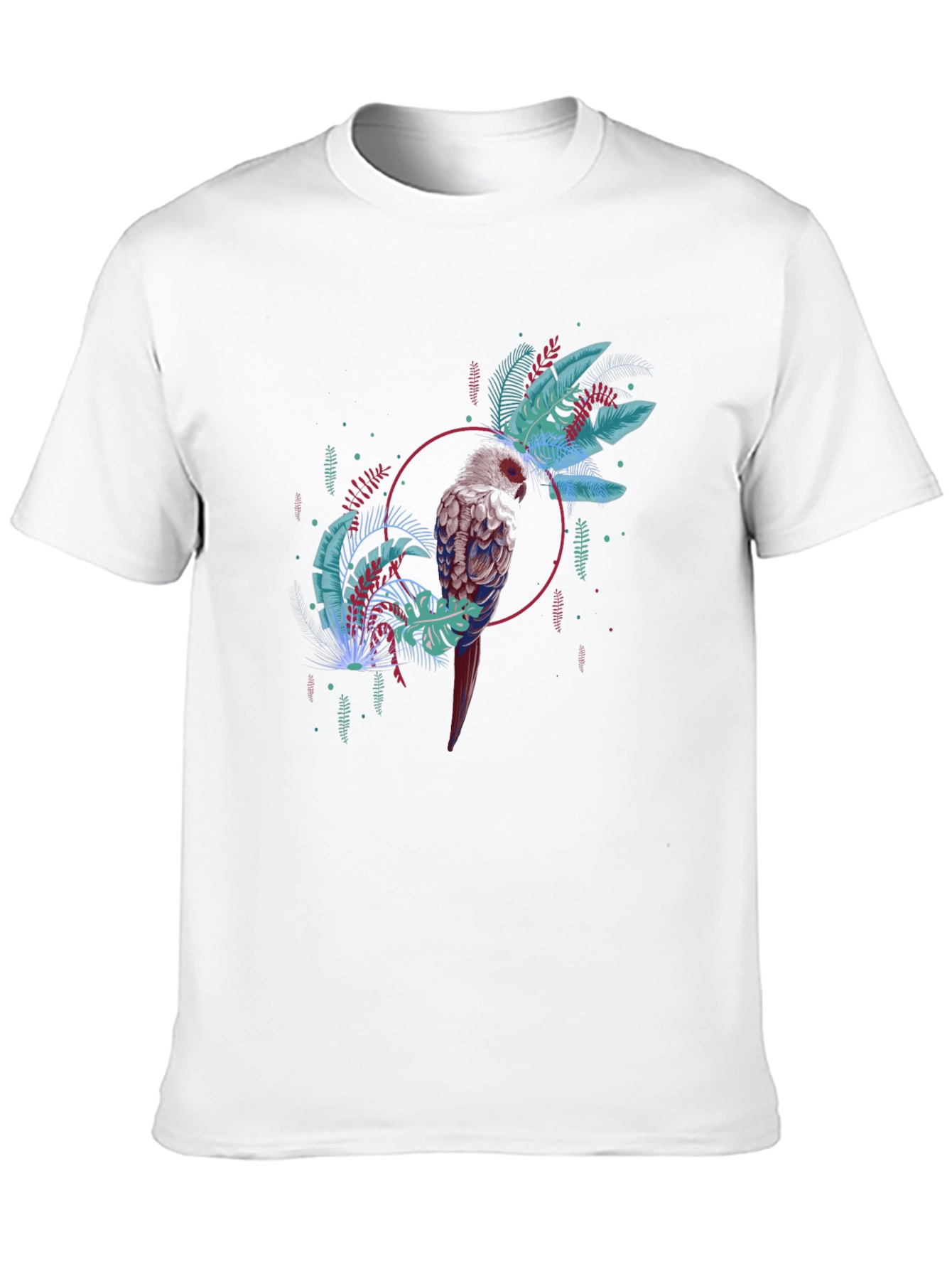 Tropical Bird Graphic Tee - Black Casual T-Shirt