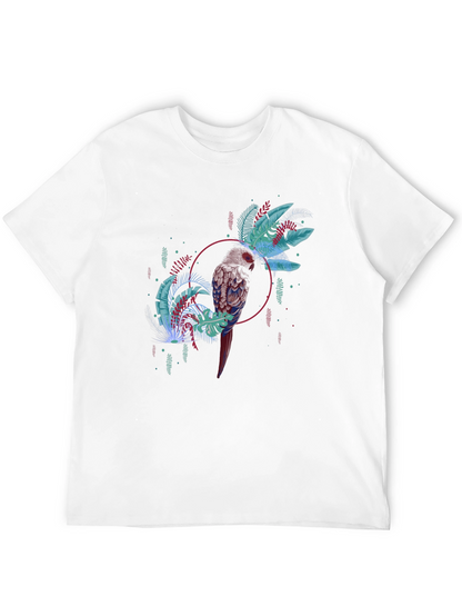 Tropical Bird Graphic Tee - Black Casual T-Shirt