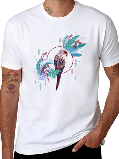 Tropical Bird Graphic Tee - Black Casual T-Shirt