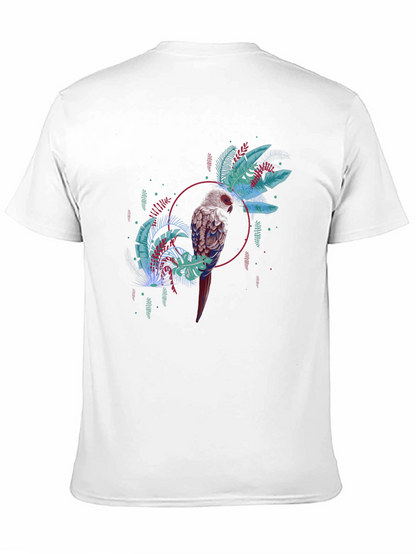 Tropical Bird Graphic Tee - Black Casual T-Shirt