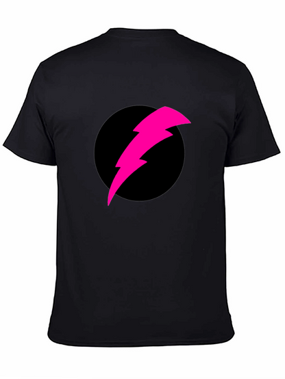 Black T-Shirt with Pink Lightning Bolt Design