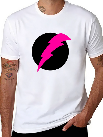 Black T-Shirt with Pink Lightning Bolt Design