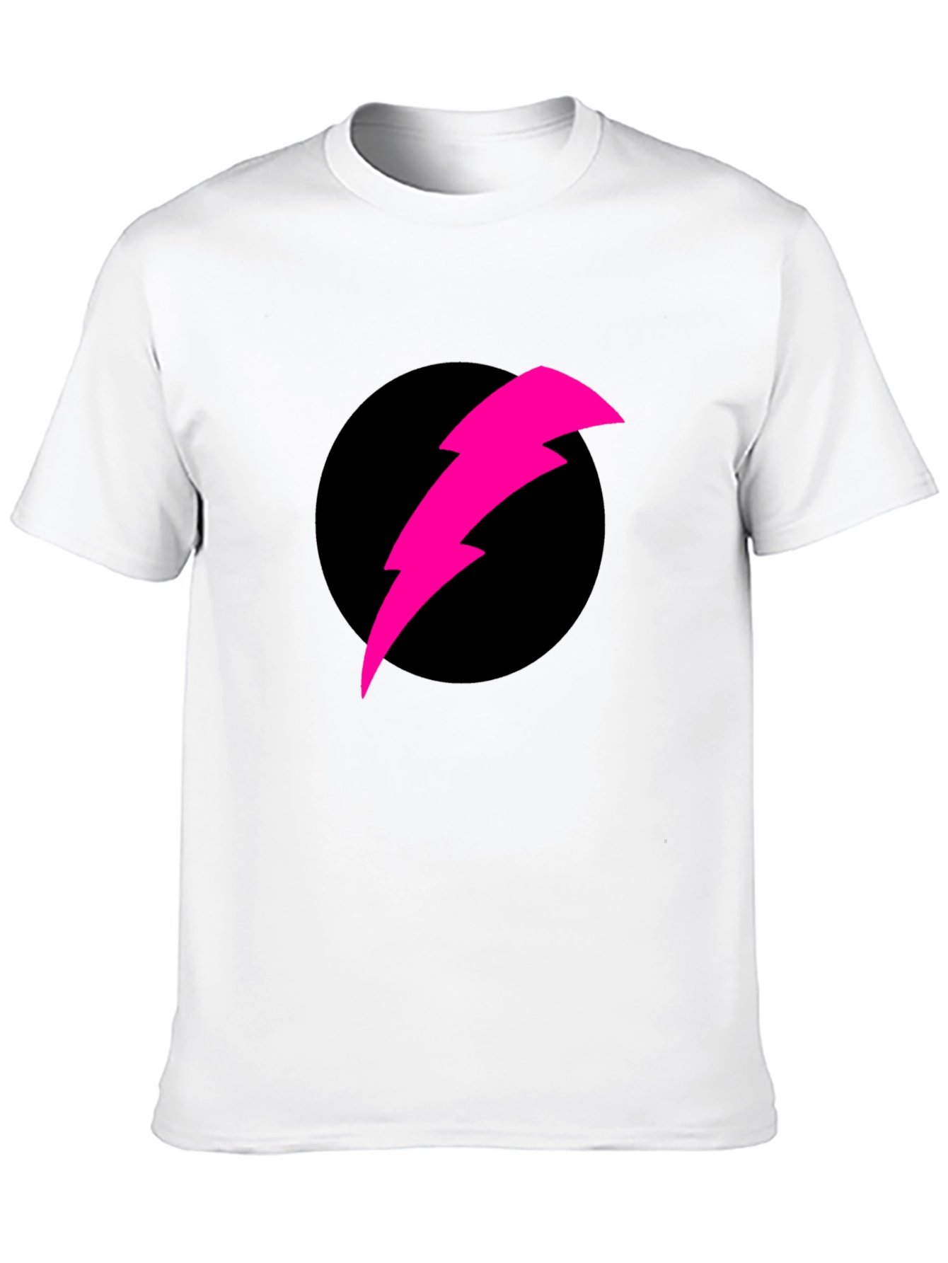 Black T-Shirt with Pink Lightning Bolt Design